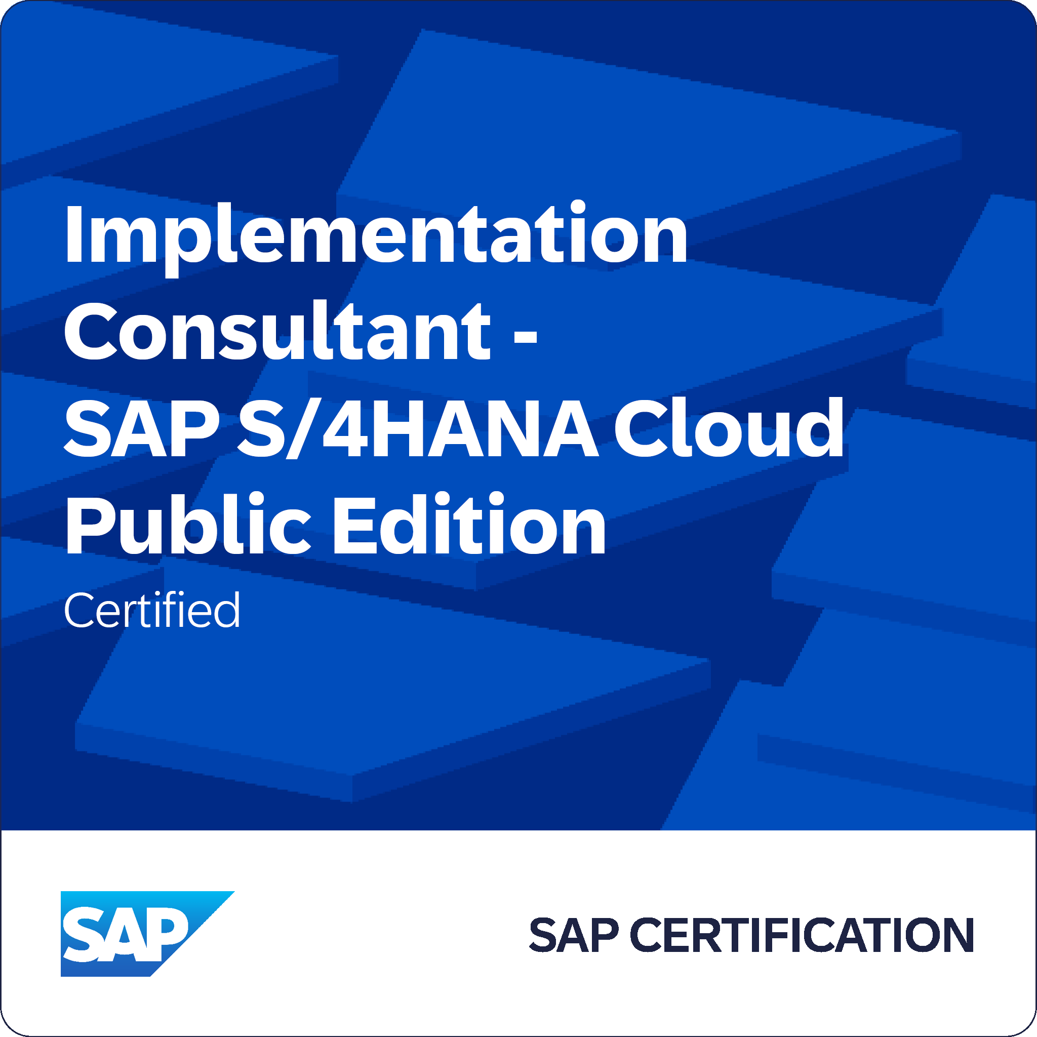 SAP Certified Associate, Implementation Consultant, SAP S/4HANA Cloud Public Edition badge